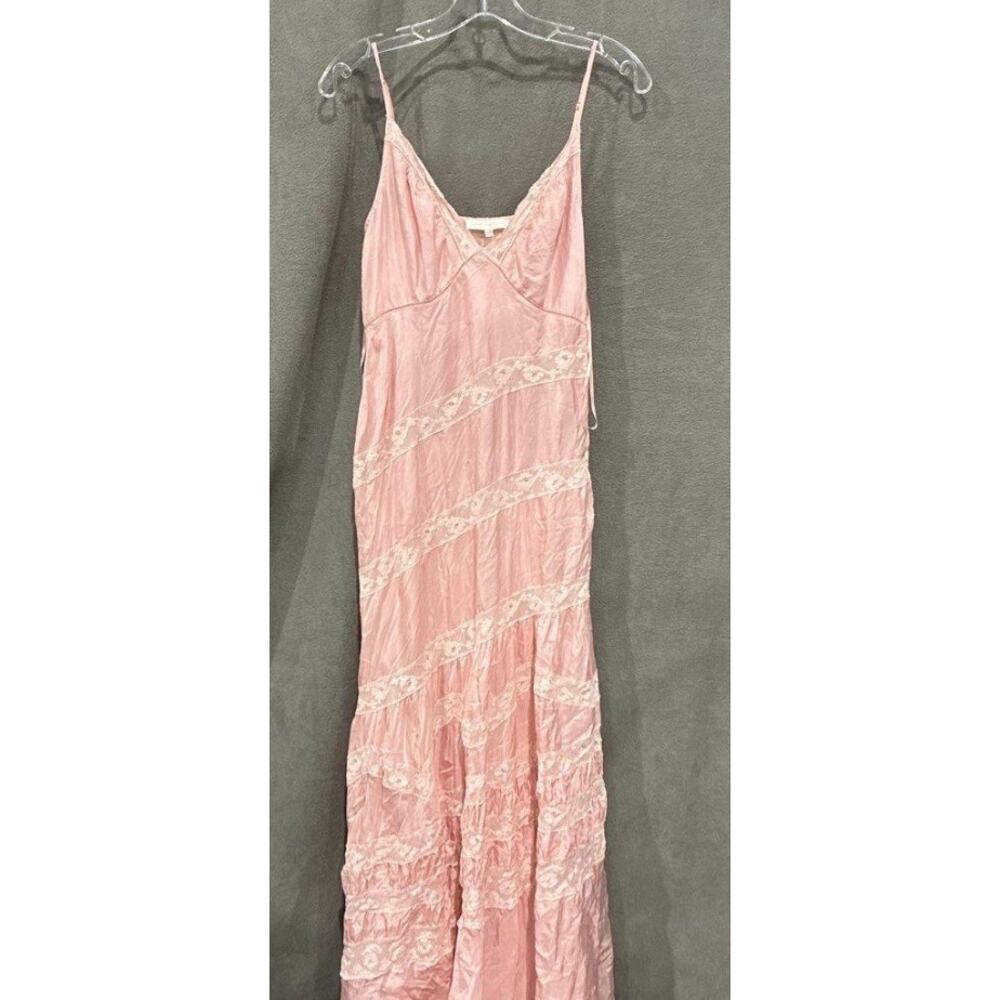 LoveShackFancy Women's Sylvie Slip Dress Pink Silk Lace Ruffle
Maxi - Picture 4 of 6